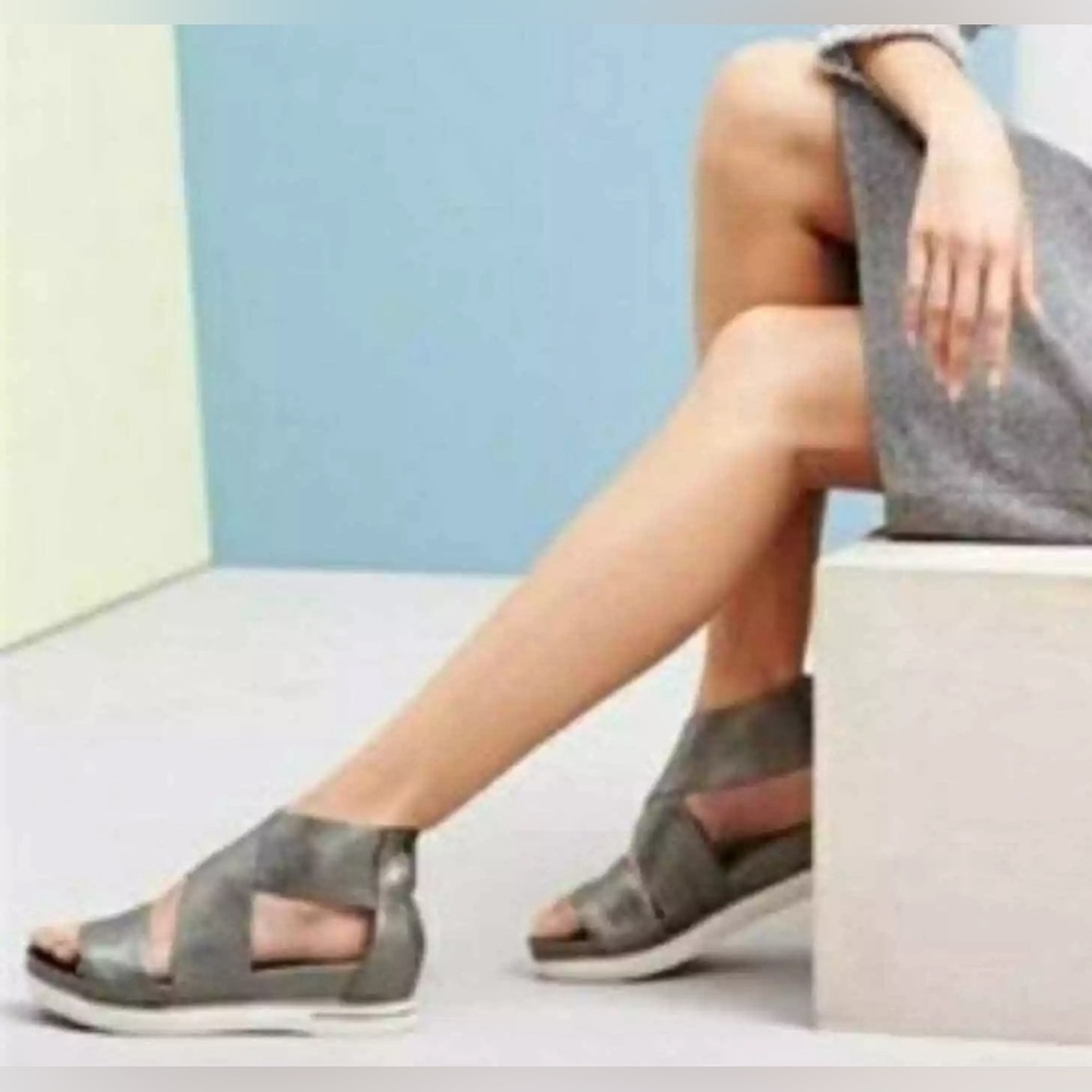 Eileen Fisher Sport Leather Wrap Sandal, Sz 6